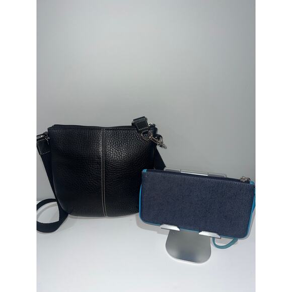 Coach 2-Piece Set – Black Pebbled Leather Crossbody + Blue Canvas Wristlet - Picture 10 of 10